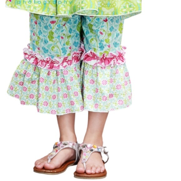 Lolly Wolly Doodle Floral Dress tie neck with Matching Ruffle Pants Sz 6 Girls - Picture 5 of 8